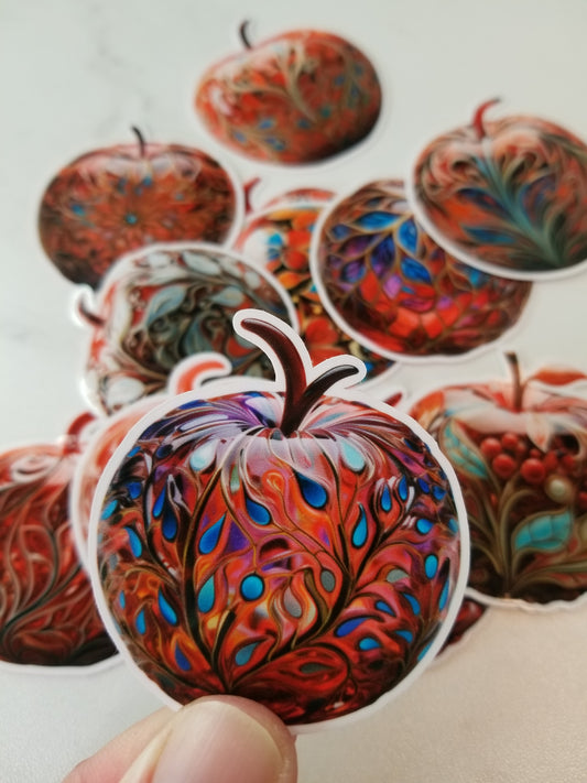 closeup of a apple stickers